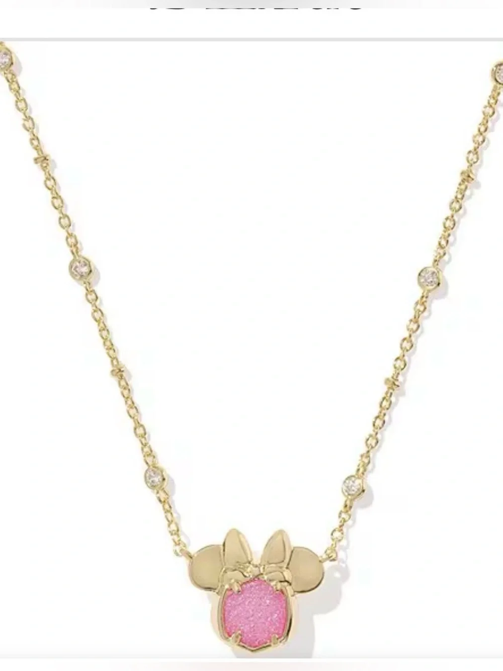 Kendra scott gold tone Minnie mouse pink drusy necklace